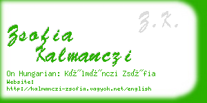 zsofia kalmanczi business card
